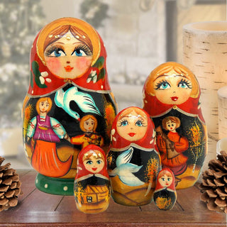 Fairy Tale Matreshka Nesting Hand-Painted Dolls Set of 5 by G. DeBrekht - Christmas Decor - 140070