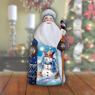 Happy Snowman Santa Hand-Painted WOODCARVED Masterpiece Figurine by G. DeBrekht - Christmas Decor - 8215952