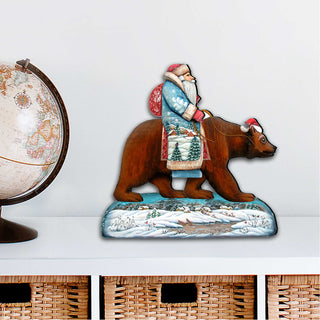 Santa On Grizzly Bear Christmas Door Decor by G. DeBrekht - Christmas Santa Snowman Decor - 8151128H