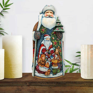 Gift Giving Children with Tree Hand-Painted WOODCARVED Masterpiece by G. DeBrekht - Christmas Decor - 215635