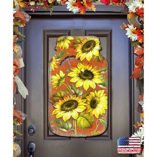 Sunflower Mason Jar Halloween Door Decor by G. DeBrekht - Thanksgiving Halloween Decor - 8158906H