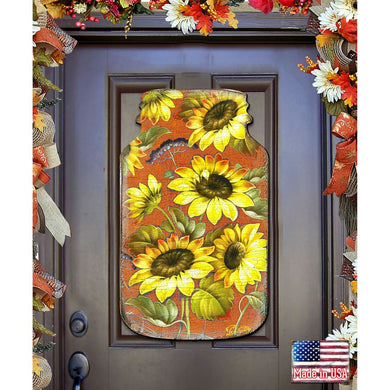Sunflower Mason Jar Halloween Door Decor by G. DeBrekht - Thanksgiving Halloween Decor - 8158906H