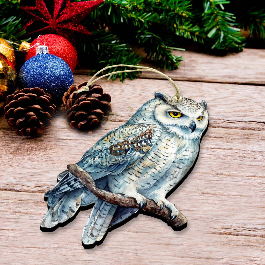 Alaskan Snowy Owl Wooden Ornaments by G.Debrekht - Wildlife Holiday Decor - 8710004-5