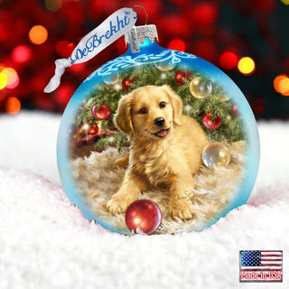 Christmas Puppy Glass Ornament by D. Gelsinger - Christmas Decor - 71104-1609