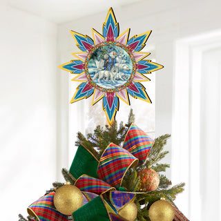 Cool Winds Father Winter Animals Tree Topper Wooden Decor by J. Bergsma - Santa Snowman Decor - 89521-JB