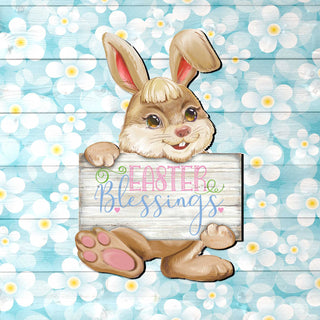 Easter Blessing Bunny Wooden Door Hanger by G. DeBrekht - Easter Spring Decor - 815433-3H