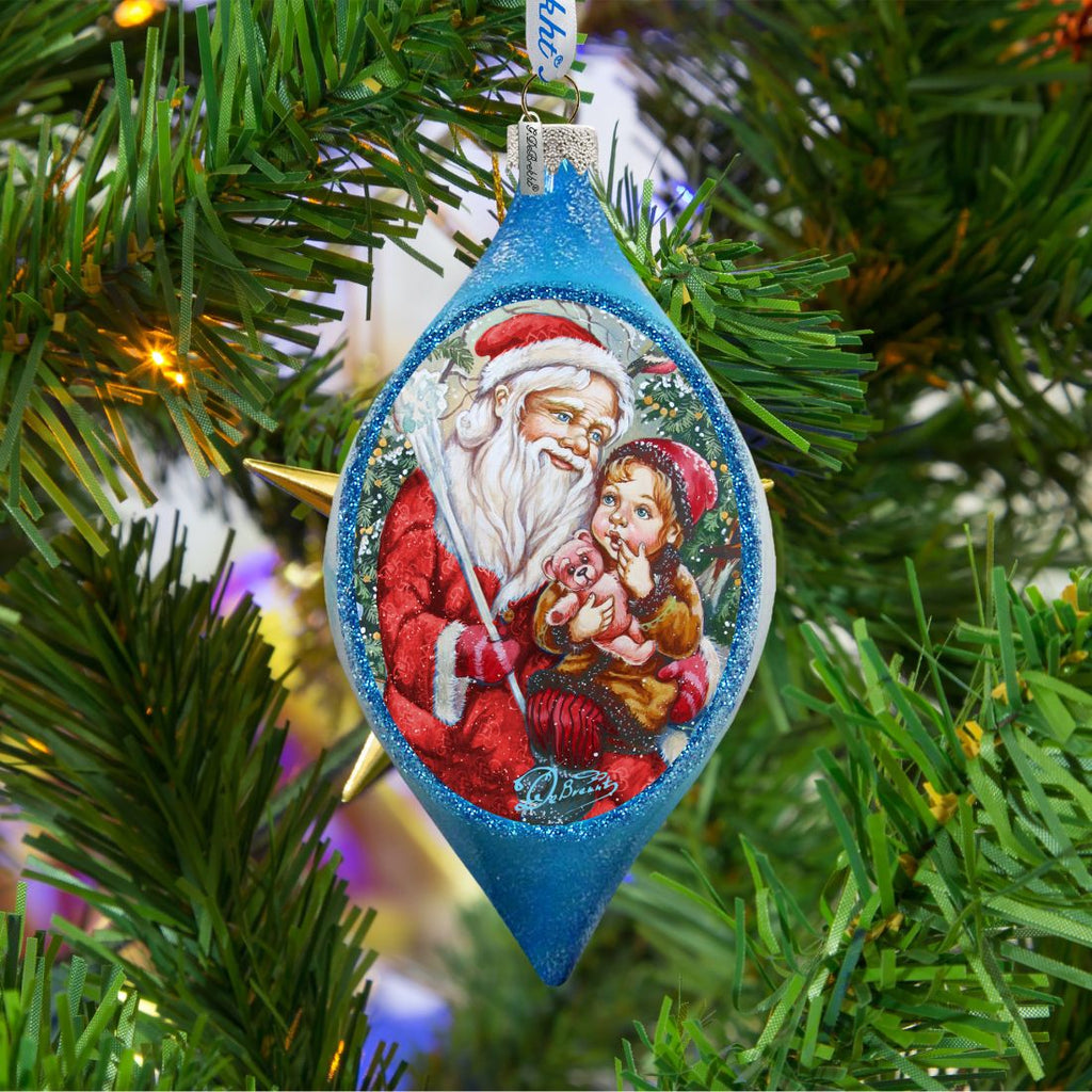 Teddy Bear Santa Drop Glass Ornament by G. DeBrekht - Christmas Decor - 757-006