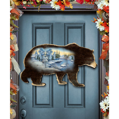Black Bear Vintage Wildlife Door Decor - G. DeBrekht - Wildlife Holiday Decor - 8198215H