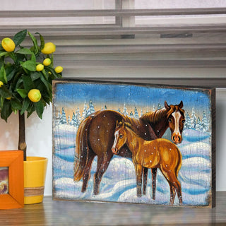 Horses Art Wooden Wall Art by Nature Wonders - Nature Wildlife Decor - 95218B