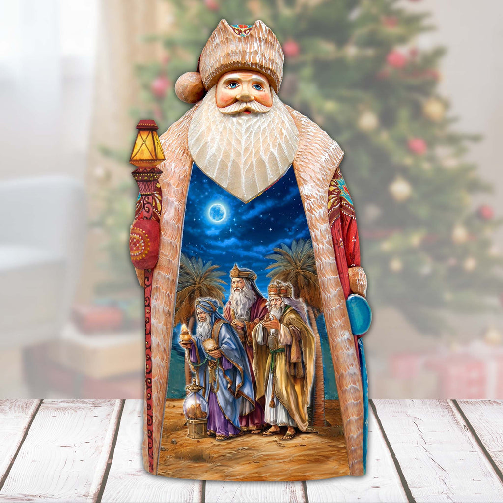 Three Kings Journey Santa Hand-Painted WOODCARVED Masterpiece by G. DeBrekht - Nativity Holiday Decor - 210234SE