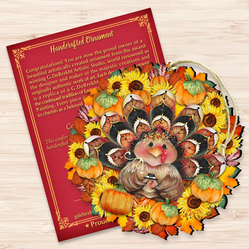 Turkey Wreath Wooden Ornaments - Thanksgiving Halloween Decor by Jamie Mills-Price - 8185305-3-MP