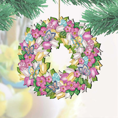 Flowers Spring Wreath Wooden Ornaments by G. DeBrekht - Easter Spring Decor - 8185301