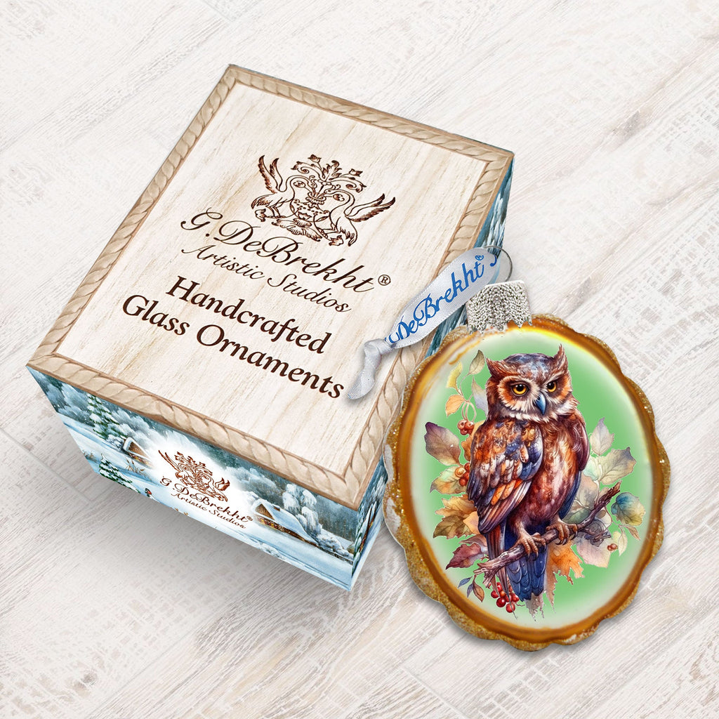 Brown Owl Mercury Glass Ornaments by G. Debrekht - Wildlife Holiday Decor - 776001