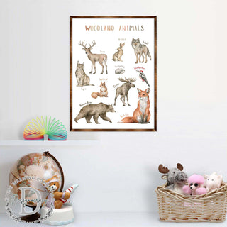 Woodland Animals Kids Room Decor - Montessori Wooden Poster - Homeschool I Educational Poster - Classroom Decor - Playroom Art - 310220