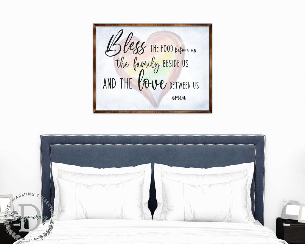 Bless the Food Before Us - Wooden Kitchen Blessing - Verse Wall Decor - Contemporary Decor - Script Wall Art - Meal Prayer Sign - 310333