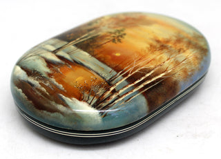 Handpainted One-of-a-Kind Papier Mache Lacquered Miniature Box 3 x 4.5 x 1