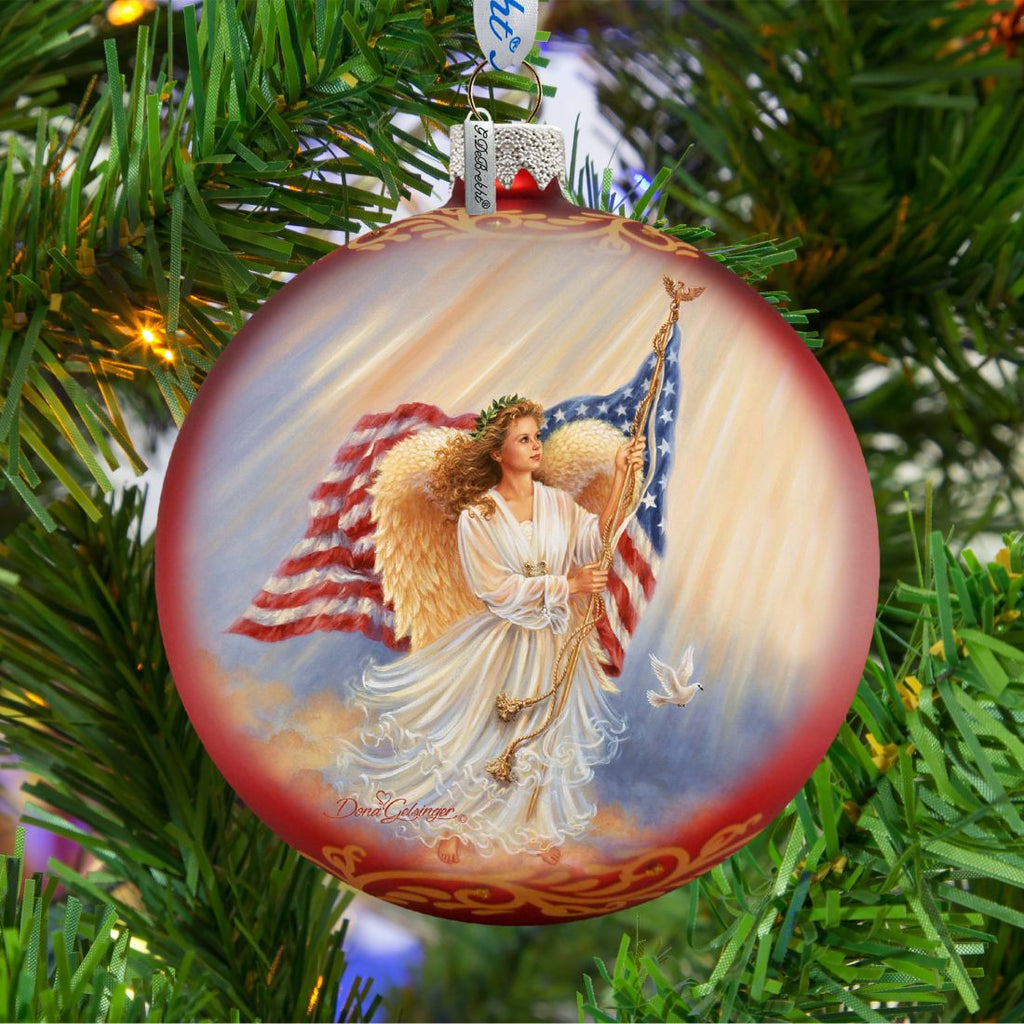 American Angel Glass Ornament by D. Gelsinger - American Christmas Decor - 71103-0107
