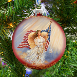 American Angel Glass Ornament by D. Gelsinger - American Christmas Decor - 71103-0107