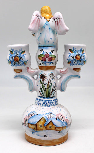 One-of-a-Kind Angel Candle Holder Unique Hand Painted Porcelain Holiday Decor 8.5