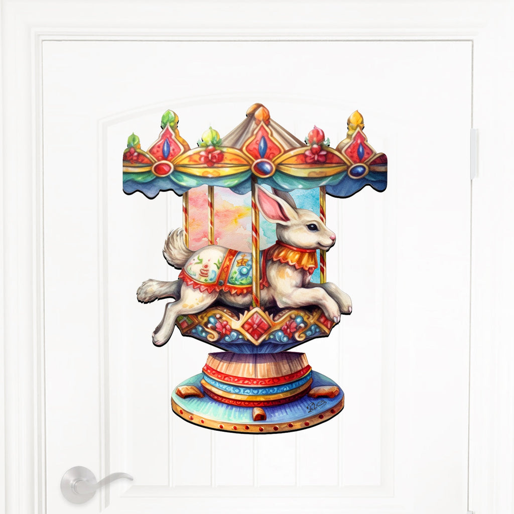 Carousel Bunny Holiday Door Decor by G. Debrekht - Christmas Decor - 8611026H