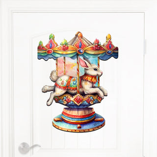 Carousel Bunny Holiday Door Decor by G. Debrekht - Christmas Decor - 8611026H