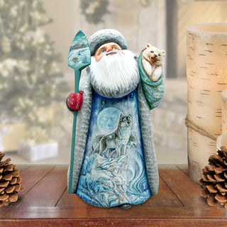 Adoration Big Santa and Wolves Hand-Painted WOODCARVED Masterpiece by G. Debrekht - Wildlife Holiday Decor - 2821461 *** PRE-ORDER - Handmade Just for You! ***