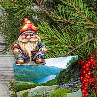 Christmas Gnomes Clip-On Eco Wood Decorative Ornaments Set of 3 by G. Debrekht - Christmas Decor - 8091031C-S3