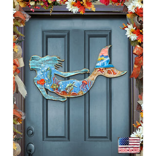 Rustic Mermaid Door Decor by G. DeBrekht - Coastal Holiday Decor - 81985142H