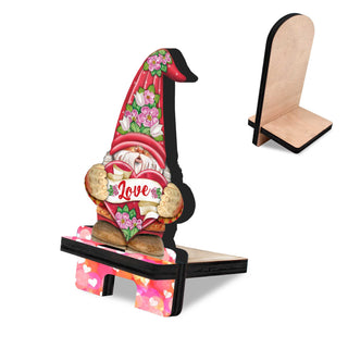 Love Gnome Cell Phone Stand Family Decor Wood Mobile Tablet Holder Charging Station Organizer - 892101C