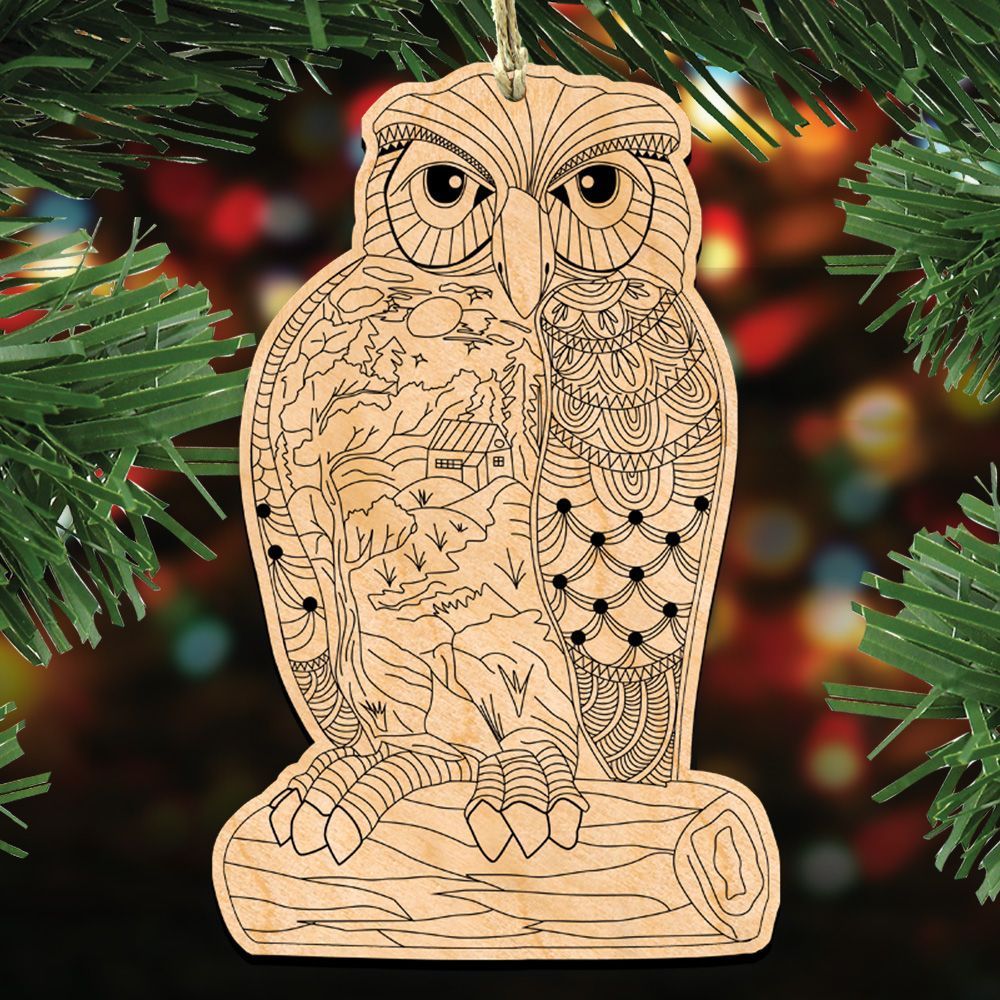 Owl Coloring Ornament DIY Set of 3 - 8358912-S3 by G. DeBrekht