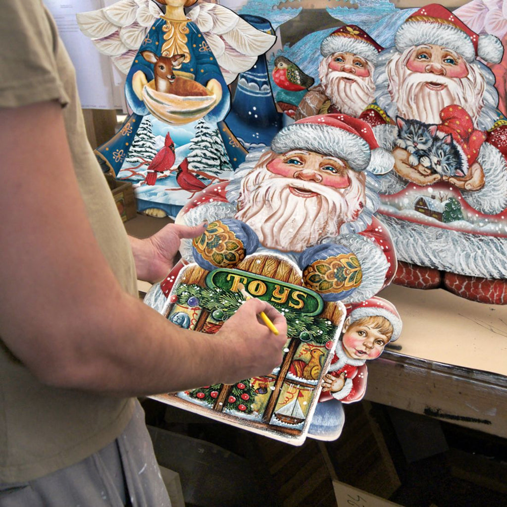 Santa On an Airplane Christmas Door Decor by G. DeBrekht - Christmas Santa Snowman Decor - 8112170H