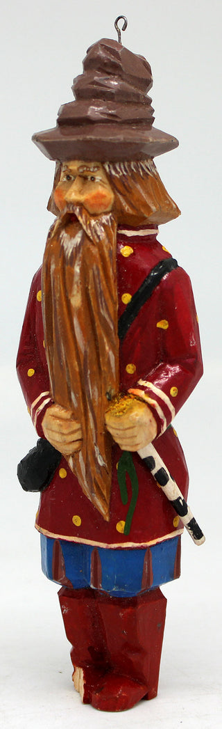 One-of-a-Kind Old Man Wizard WOODCARVED Ornament Handpainted Figurine 6