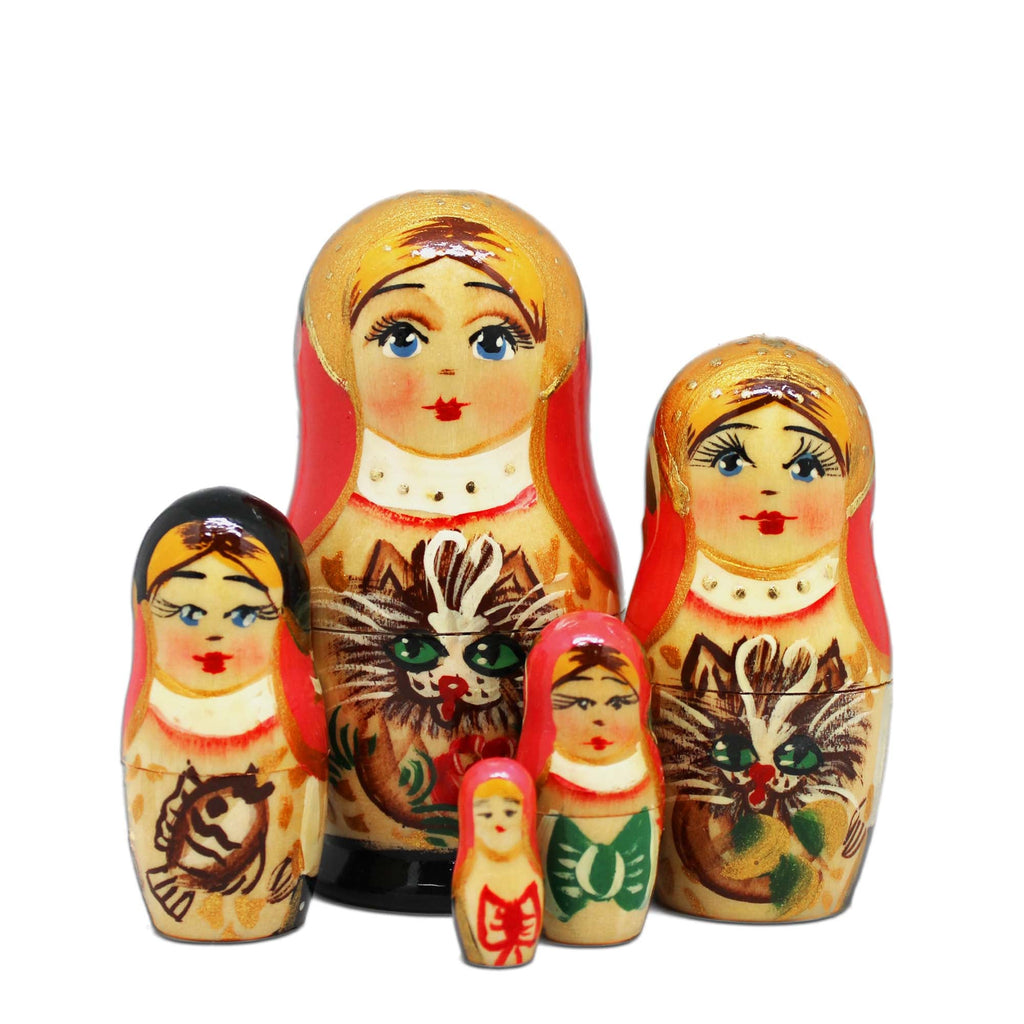 Kitty Cats Matreshka Nesting Hand-Painted Dolls Set of 5 by G. DeBrekht - Christmas Decor - 140074-2