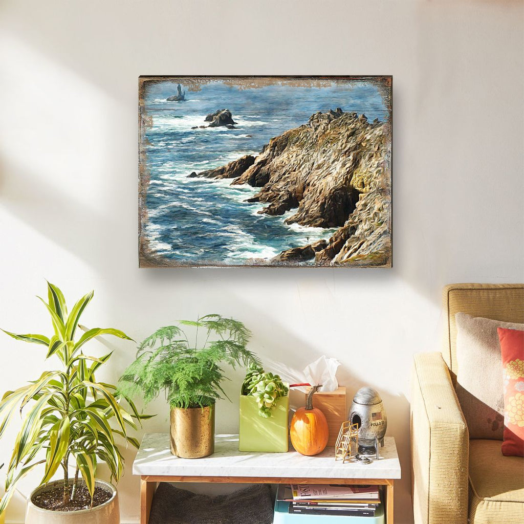 Ocean Cliff Wood Wooden Coastal Wall Art by Nature Wonders - Coastal Sea-Life Decor - 95240B