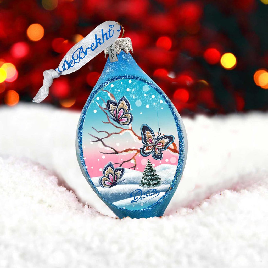Butterfly Drop Glass Ornament by G. DeBrekht - Wildlife Holiday Decor - 74172
