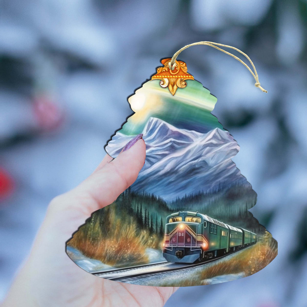 Arctic Aurora Express Tree Wooden Ornaments by G.Debrekht - Wildlife Holiday Decor - 870001