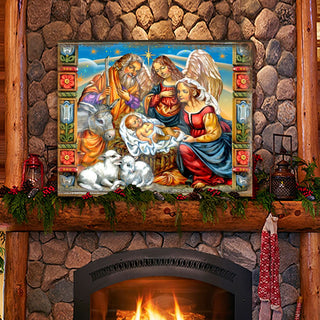 Hitchin Nativity Wooden Wall Art by G. DeBrekht - Nativity Holiday Decor - 8614031B