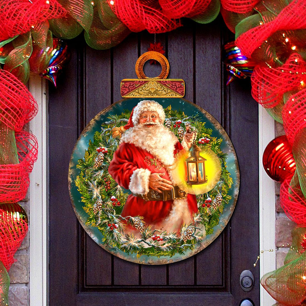 Enchanted Ball Christmas Wreath Santa Door Decor by D. Gelsinger - Christmas Santa Snowman Decor - 8021051H-1003