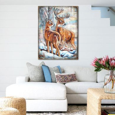 Schmid Deer's Art Wooden Wall Art by Nature Wonders - Nature Wildlife Decor - 95212B