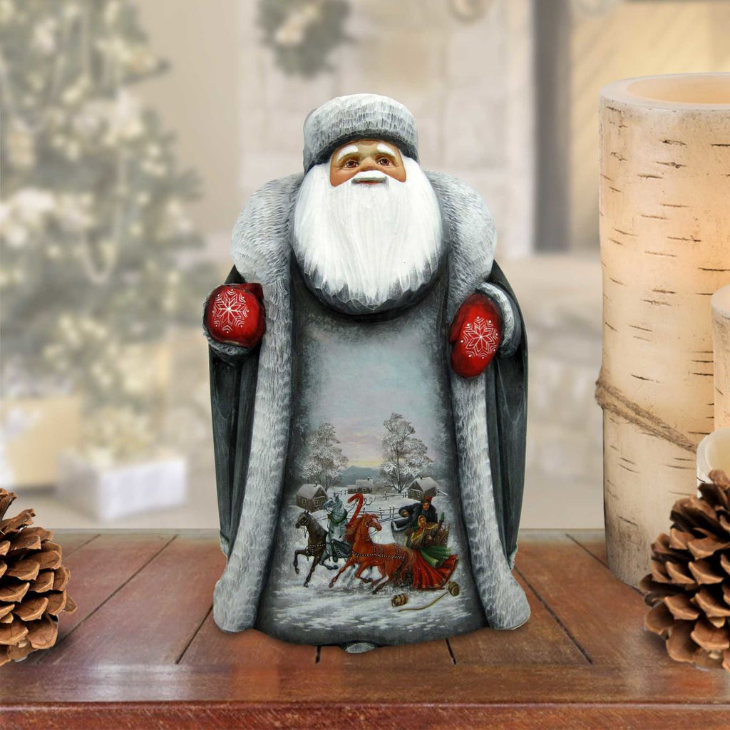 Old World Santa Sleigh Ride Hand-Painted WOODCARVED Masterpiece by G. DeBrekht - Christmas Decor - 28214522