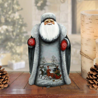 Old World Santa Sleigh Ride Hand-Painted WOODCARVED Masterpiece by G. DeBrekht - Christmas Decor - 28214522