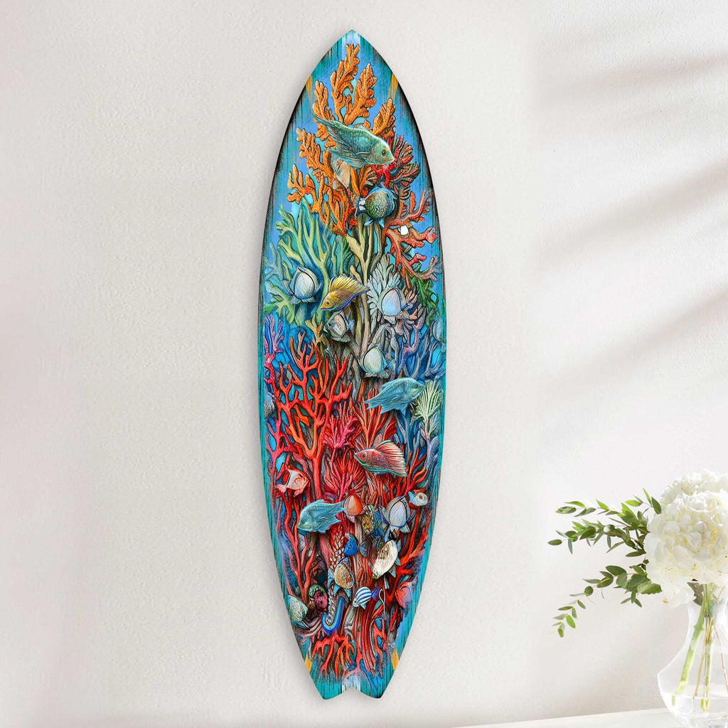 Surfboard Coastal Wall Art - Underwater Life Wall Art by G. DeBrekht - Coastal Holiday Decor - 8490135HS