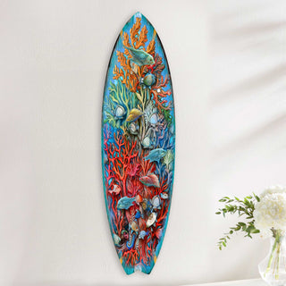 Surfboard Coastal Wall Art - Underwater Life Wall Art by G. DeBrekht - Coastal Holiday Decor - 8490135HS