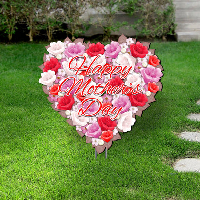 Happy Mothers Day Flower Heart Holiday Outdoor Decor Garden Stake by G. DeBrekht - Love Family Kids Decor - 8185308-2M