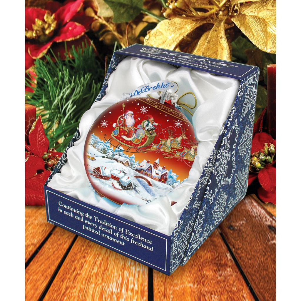 Up-Up and Away Red Glass Ornament Limited Edition by G. DeBrekht - Christmas Santa Snowman Decor - 73842R