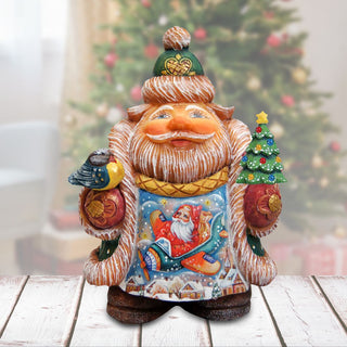 Airplane Santa Handcrafted Christmas Figurine - G. DeBrekht - Christmas Santa Snowman Decor - 533432