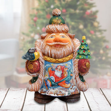 Airplane Santa Handcrafted Christmas Figurine - G. DeBrekht - Christmas Santa Snowman Decor - 533432