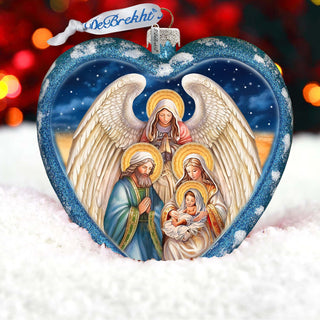 Angel's Divine Presence Nativity Heart Glass Ornament by G. Debrekht - Nativity Holiday Decor - 738-094