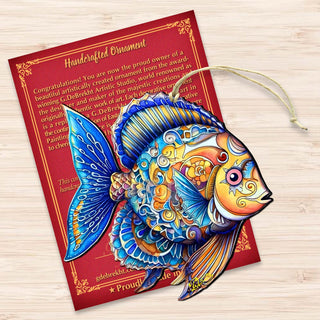 Coastal Christmas Decor - Azure Angel Fish Wooden Ornaments by G.Debrekht Coastal Holiday Decor - 8688303