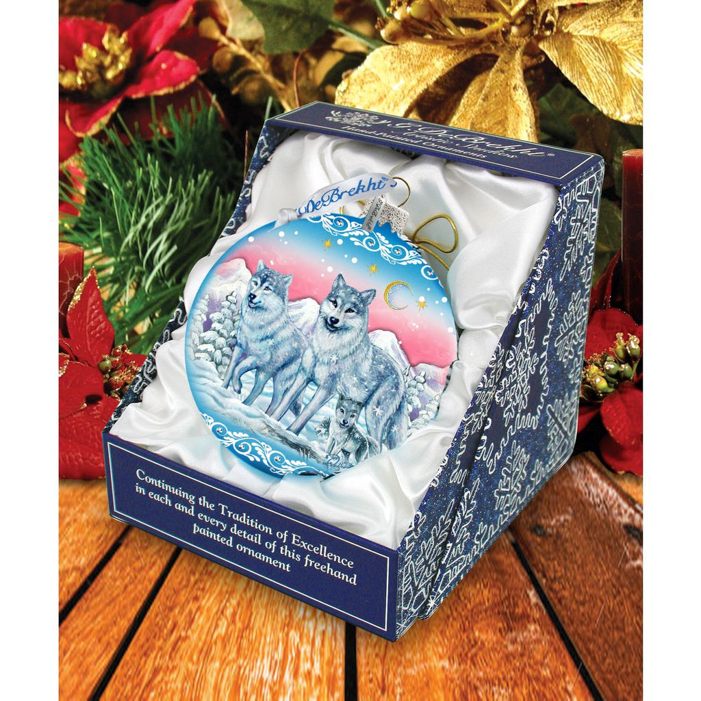 Guardian of Spirituality Wolves Ball Glass Ornament Limited Edition by G. DeBrekht - Christmas Decor - 73880